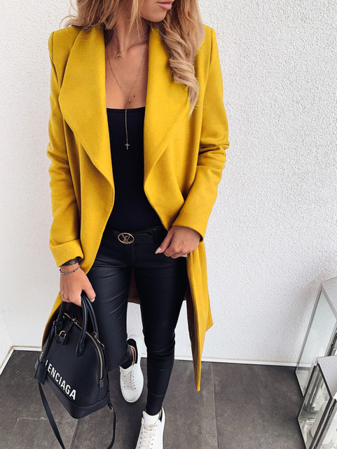 Women's Casual Woolen Trench Coat