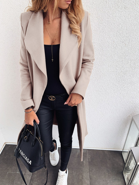 Women's Casual Woolen Trench Coat