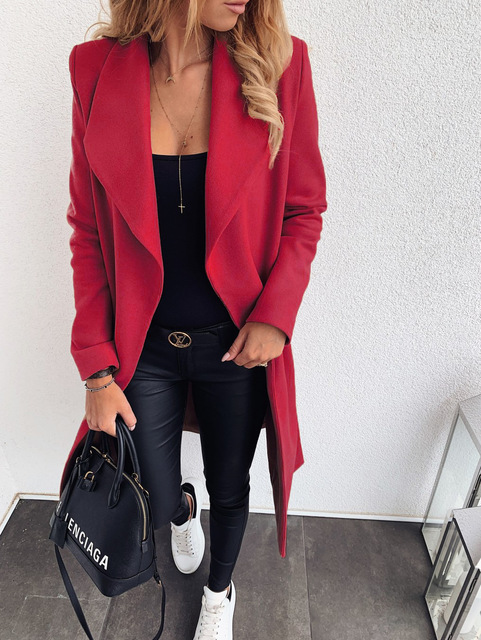 Women's Casual Woolen Trench Coat
