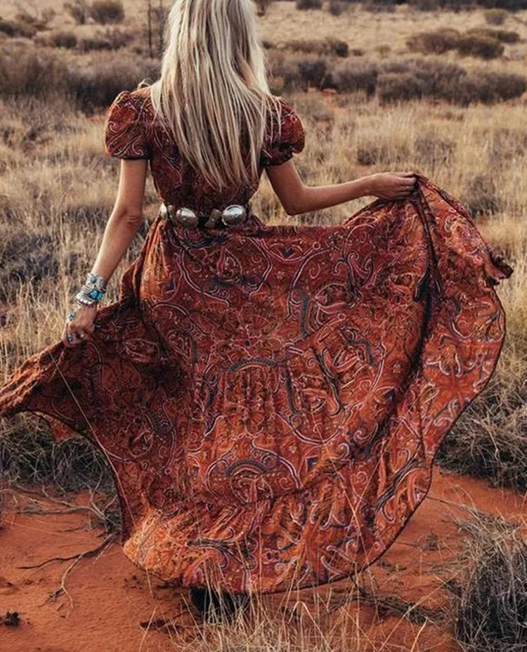 Women's Vintage Boho Maxi Dress