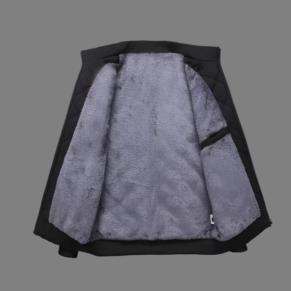 Men's Casual Bomber Jacket, Diamond Pattern Fleece Lined