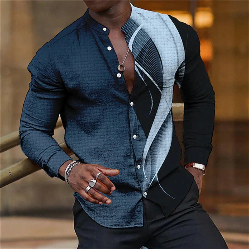 Men's Long Sleeve 3D Line Shirt