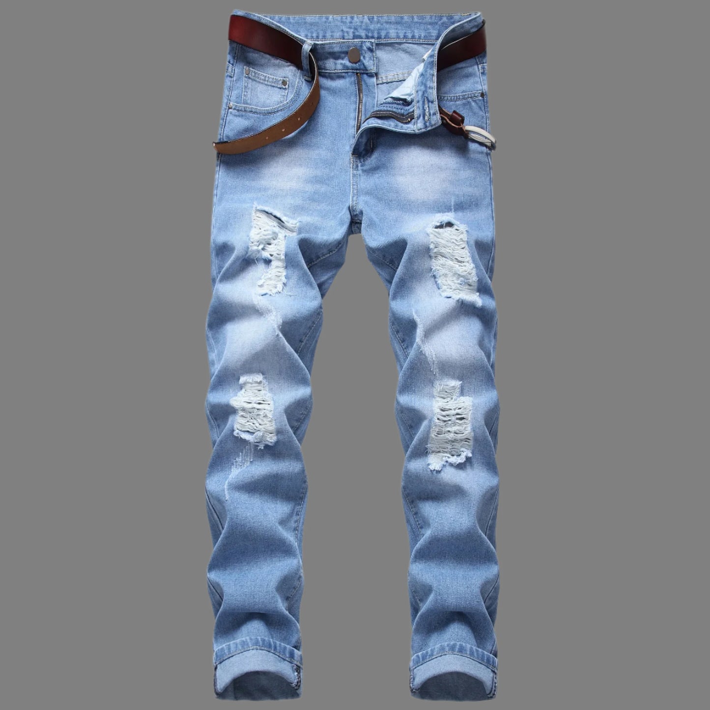 Men's Fashionable Blue Distressed Denim Jeans
