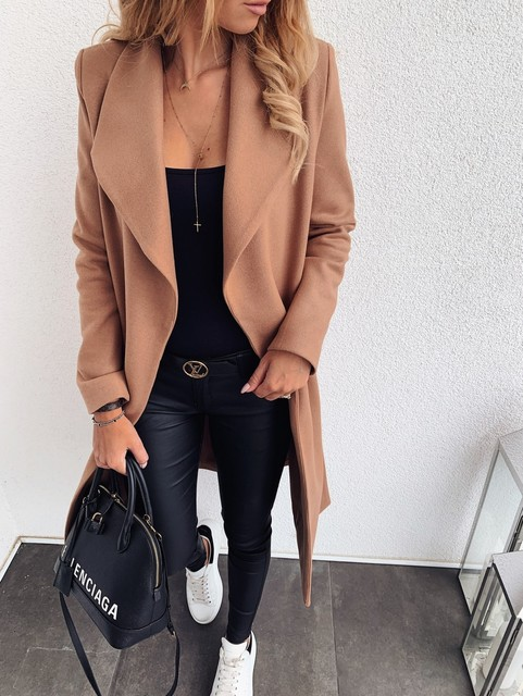 Women's Casual Woolen Trench Coat