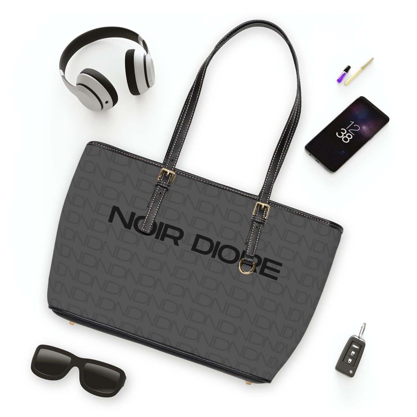 Noir Diore Leather Shoulder Bag