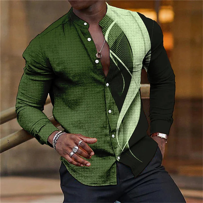 Men's Long Sleeve 3D Line Shirt