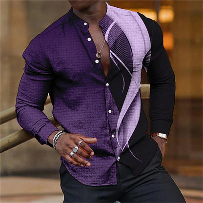 Men's Long Sleeve 3D Line Shirt