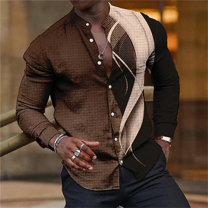 Men's Long Sleeve 3D Line Shirt