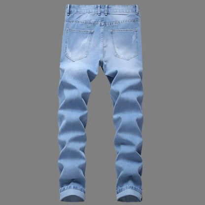 Men's Fashionable Blue Distressed Denim Jeans