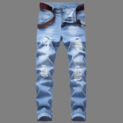Men's Fashionable Blue Distressed Denim Jeans
