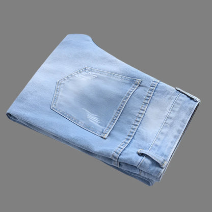 Men's Fashionable Blue Distressed Denim Jeans