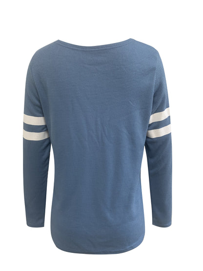 "NOPE NOT TODAY" Women's Casual Long Sleeve Top - with Stripe & Letter Print